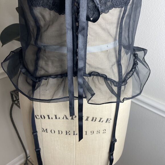 Seductive Wear by Cinema Etoile ,Black ,Tie Front Bustier Garter Corset M - Picture 3 of 7